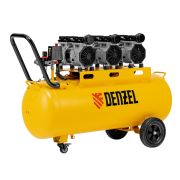 Компрессор безмасляный, малошумный DLS 1800/100,1800 Вт, 3x600, 100 л, 345 л/мин Denzel