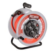 Удлинитель силовой на металлической катушке Ресанта СУ-3х1,5-30/3 (с выкл., 4 розетки, IP44)