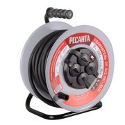 Удлинитель силовой на металлической катушке Ресанта СУ-3х2,5КГ-30/3 (с выкл., 4 розетки, IP44)